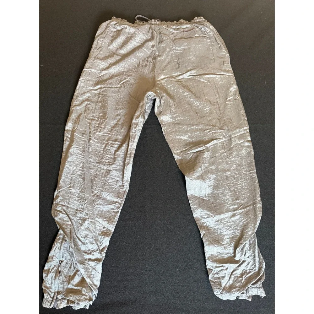 Pierre Cardin Track Pants Mens M Silver‎ Excellent Vintage Trilobal Nylon Jogger